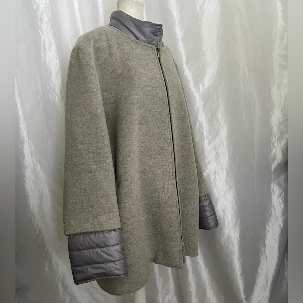 Cinzia Rocca Grey Alpaca Wool Short Coat With Nylon Insert